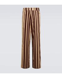 Dries Van Noten - Pantalones Anchos De Algodon A Rayas - Lyst