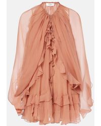 Chloé - Cape En Mousseline De Soie A Volants - Lyst