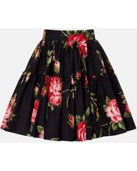 Dolce & Gabbana - Floral Cotton Miniskirt - Lyst