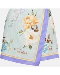 Self-Portrait - Floral Linen And Cotton Shorts - Lyst