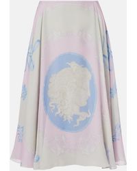 Versace - Medusa Cameo Silk Crepe Midi Skirt - Lyst