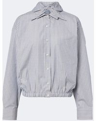 Prada - Blusa De Algodon A Cuadros Con Lazo - Lyst