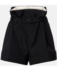 Saint Laurent - Shorts De Lana Y Mohair Con Cinturon - Lyst