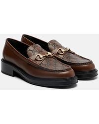 Gucci - Horsebit Gg Leather Loafers - Lyst