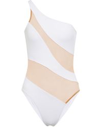 Norma Kamali Mesh-paneled One-shoulder Swimsuit - White