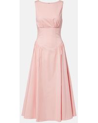 STAUD - Gwen Cotton Poplin Midi Dress - Lyst