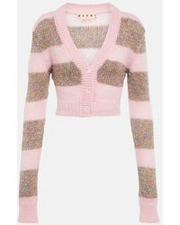 Marni - Cardigan cropped a righe con paillettes - Lyst