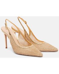 Gianvito Rossi - Itaca 95 Leather-Trimmed Slingback Pumps - Lyst