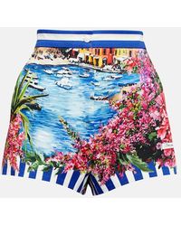 Dolce & Gabbana - Portofino High-rise Printed Cotton Shorts - Lyst