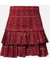 Isabel Marant - Naomi Ruffled Printed Cotton Miniskirt - Lyst