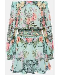 CAMILLA - Floral Off-Shoulder Silk Minidress - Lyst