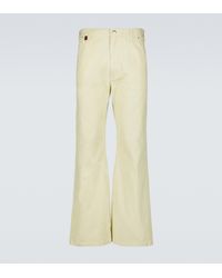 Acne Studios Cotton Wide Leg Trousers in Olive Green (Green) for 