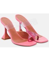 AMINA MUADDI - Paloma Embellished Leather And Pvc Mules - Lyst