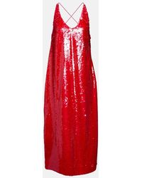 Ganni - Strappy Sequin Maxi Dress - Lyst
