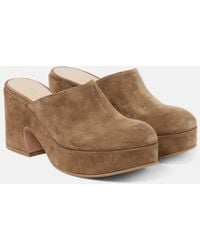 Gianvito Rossi - Lyss Suede Platform Mules - Lyst