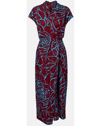 Dries Van Noten - Printed Satin Midi Dress - Lyst