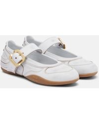 Miu Miu - Gymnasium Leather Ballet Flats - Lyst