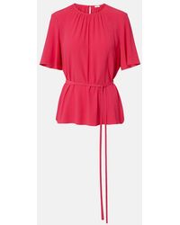 JOSEPH - Libby Belted Crepe Blouse - Lyst