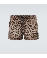 Dolce & Gabbana - Leopard-Print Swim Trunks - Lyst