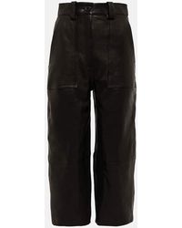 Khaite - High-rise Straight-leg Leather Pants - Lyst