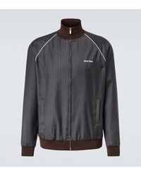 Miu Miu - Logo Pinstripe Virgin Wool Track Jacket - Lyst
