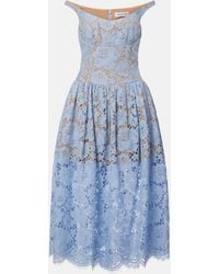 Self-Portrait - Gathered Lace Midi Dress - Lyst