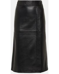JOSEPH - Sevres Leather Midi Skirt - Lyst