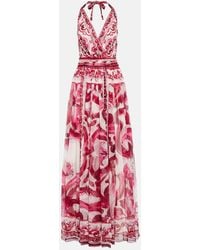 Dolce & Gabbana - Majolica Printed Silk Chiffon Gown - Lyst