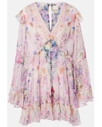 CAMILLA - Embellished Floral Silk Chiffon Minidress - Lyst