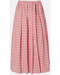 Faithfull the Brand - Agora Checked Cotton Midi Skirt - Lyst