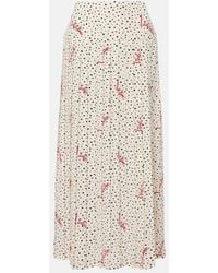 Valentino - Polka-Dot Silk Crepe De Chine Midi Skirt - Lyst