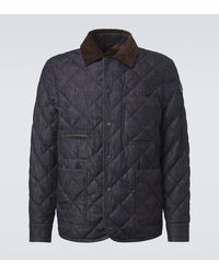 Moncler - Quilted Denim Down Jacket - Lyst