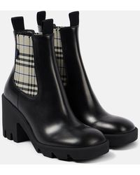 Burberry - Chelsea Boots Check Aus Leder - Lyst
