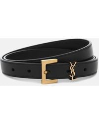 Saint Laurent - Cassandre Slim Leather Belt - Lyst