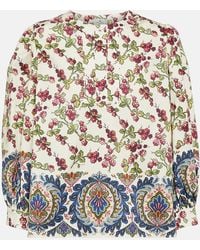 Etro - Printed Ruffle-Embellished Top - Lyst