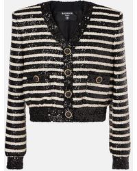 Balmain - Veste Rayee A Sequins - Lyst