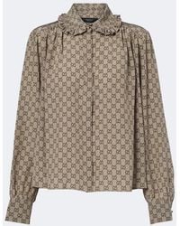 Gucci - Gg Silk Crepe De Chine Blouse - Lyst