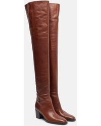 Saint Laurent - Overknee-Stiefel Odeon Aus Leder - Lyst