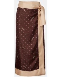 Valentino Garavani - Printed Silk Twill Wrap Skirt - Lyst