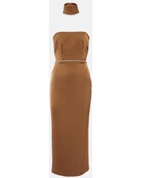 Alex Perry - Crystal-Embellished Satin Midi Dress - Lyst