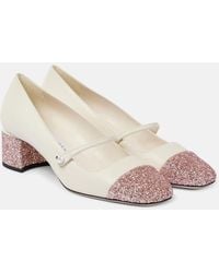 Jimmy Choo - Elisa 45 Glitter Leather Mary Jane Pumps - Lyst