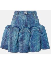 Area - Embellished Fur-Printed Miniskirt - Lyst