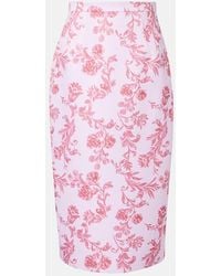 Emilia Wickstead - Lorelei Floral Taffeta Faille Pencil Skirt - Lyst