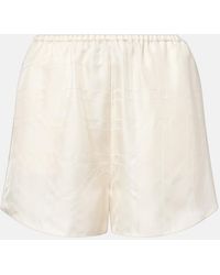 TOTEME - Embroidered Silk Satin Pajama Shorts - Lyst
