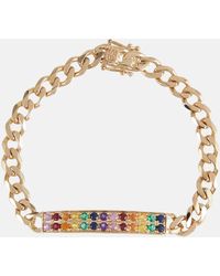 Sydney Evan - Bracelet chaine Diamond Id Bar en or jaune 14 ct et saphirs - Lyst