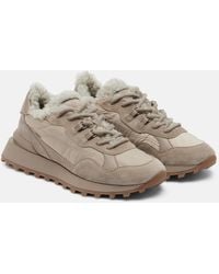 Brunello Cucinelli - Shearling-Trimmed Sneakers - Lyst