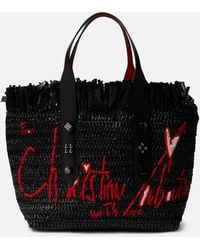 Christian Louboutin - Frangibus Medium Embroidered Raffia Tote Bag - Lyst