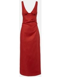 SIR. - Draped Linen Midi Dress - Lyst