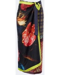 Dries Van Noten - Printed Silk Wrap Skirt - Lyst