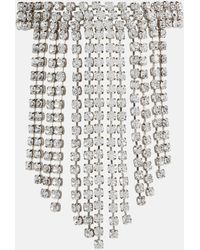 Alessandra Rich Crystal-embellished Fringe Necklace - White